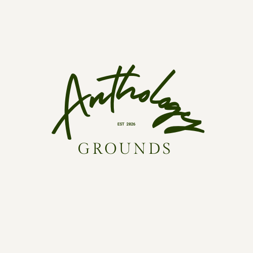 Logo for Anthology Grounds with the words 'Anthology', 'EST 2026', and 'Grounds' in green text on a light background.