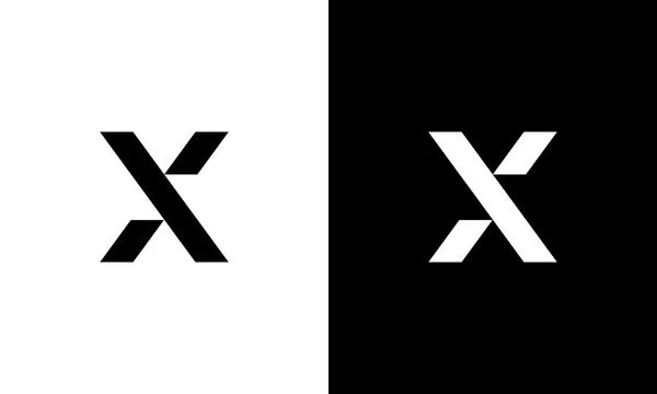 Comparison of two stylized X symbols, one black on a white background and one white on a black background.