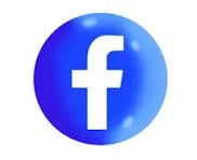 Facebook logo with a blue circular background and white lowercase 'f'
