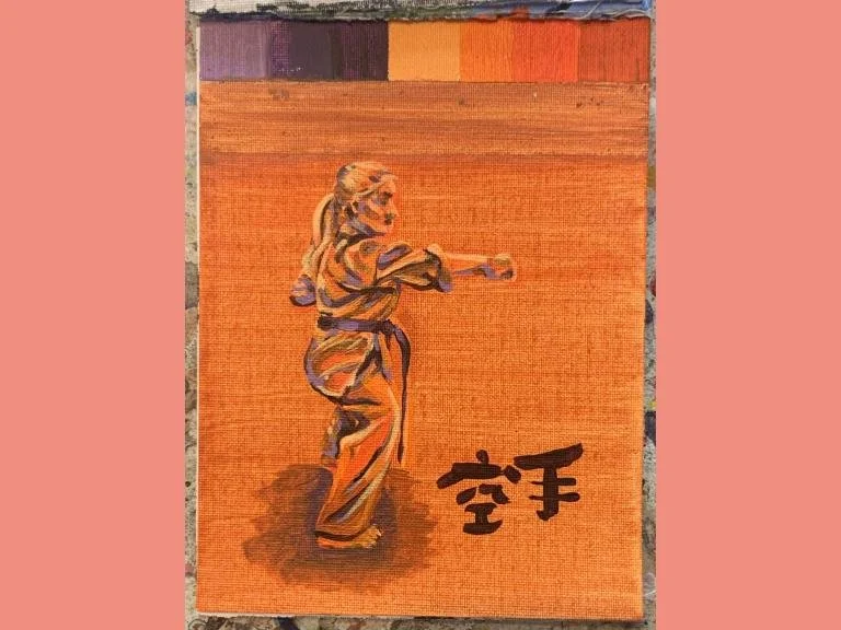 Karate, 2023, acrylic paint on canva paper