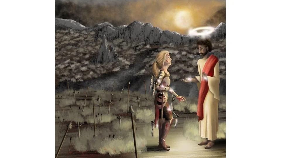 My Journey with Christ, 2022, digital, 2160 x 1994 px: This piece was made for school and it represents my personal struggles in life and my journey with God helping me through those trials.
The mountains and valleys represent the mountains and valle