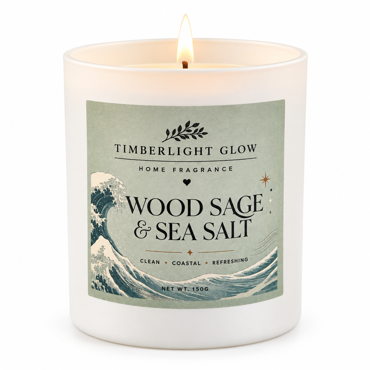 Wood Sage & Sea Salt candle on a clean white background