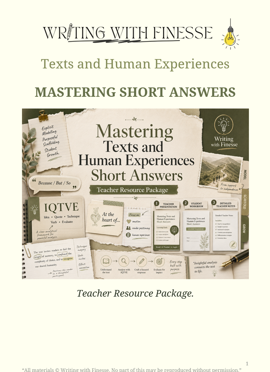 Mastering Texts and Human Experiences Short Answers