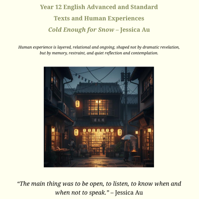 Year 12 Common Module: Cold Enough for Snow Teacher Resource
