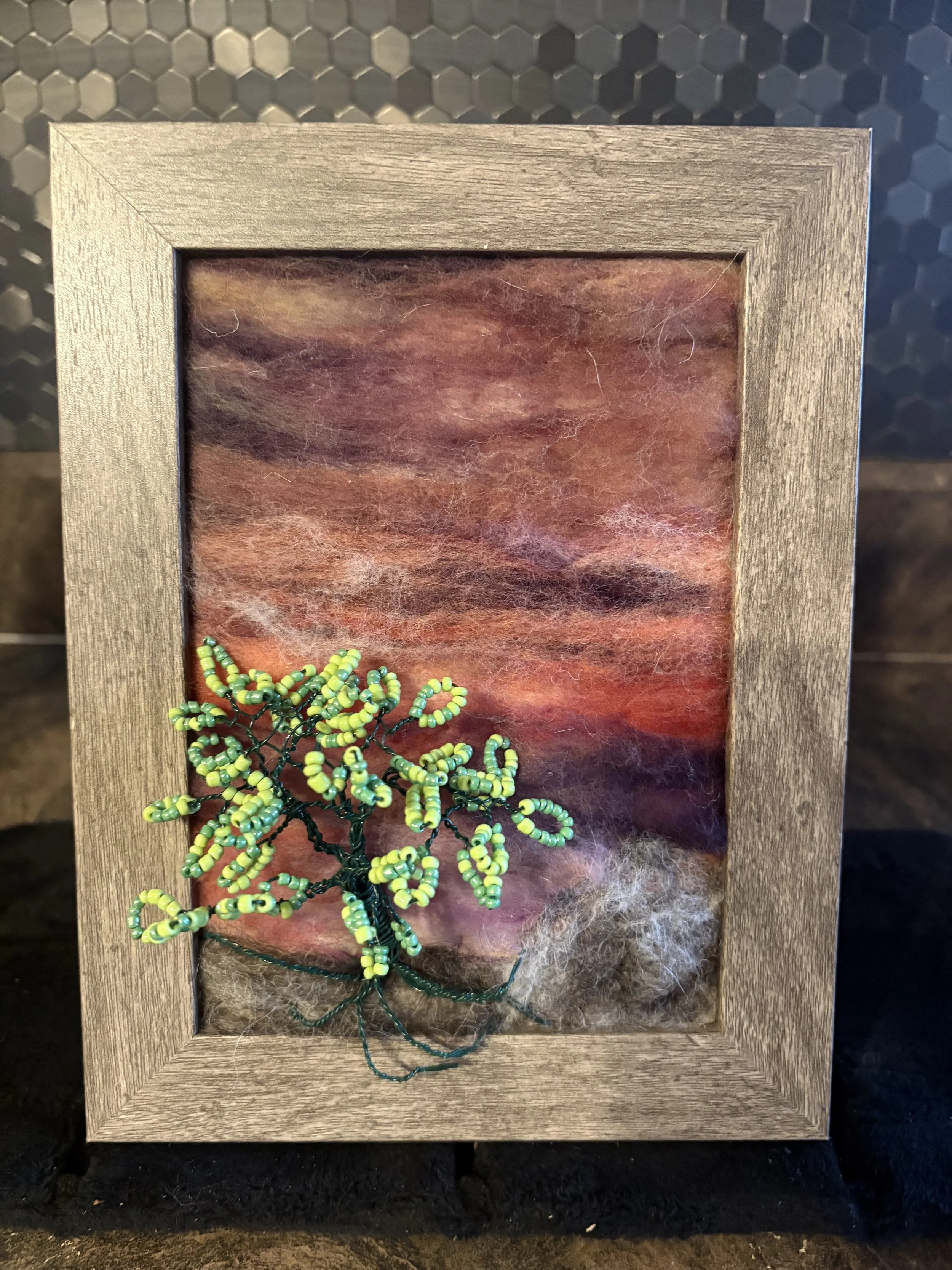 NEEDLE FELTED AND BEADED TREE