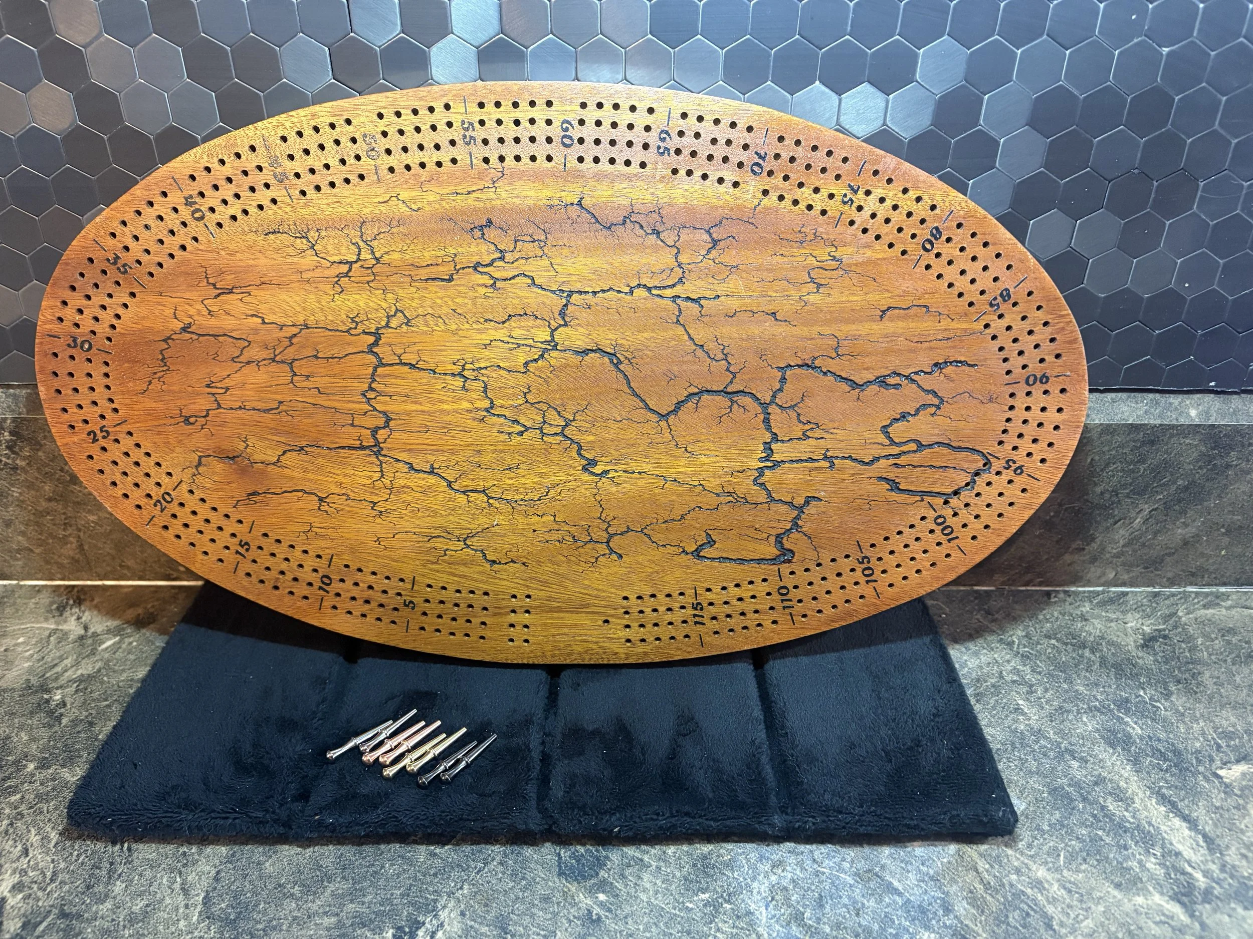 FRACTAL BURNED ORANGE OSAGE CRIB BOARD