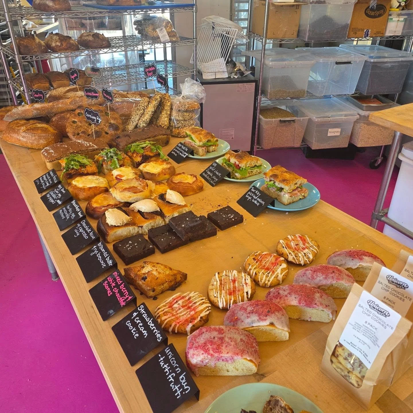 All the breads and all the treats, plus 3 kinds of sandwiches ready for you.