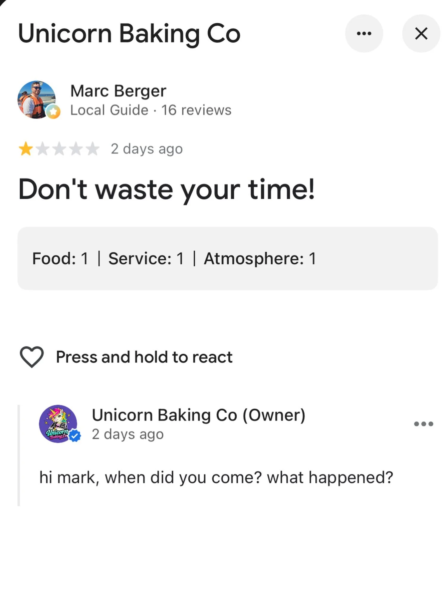 YAAAHHH!! 🎉 We got our first one-star review! Thanks, Mark!! ⭐

We&rsquo;re always looking for ways to improve &mdash; our bread, our service, our atmosphere and, of course, our banter levels &mdash; so reviews like this are invaluable.

&ldquo;Don&