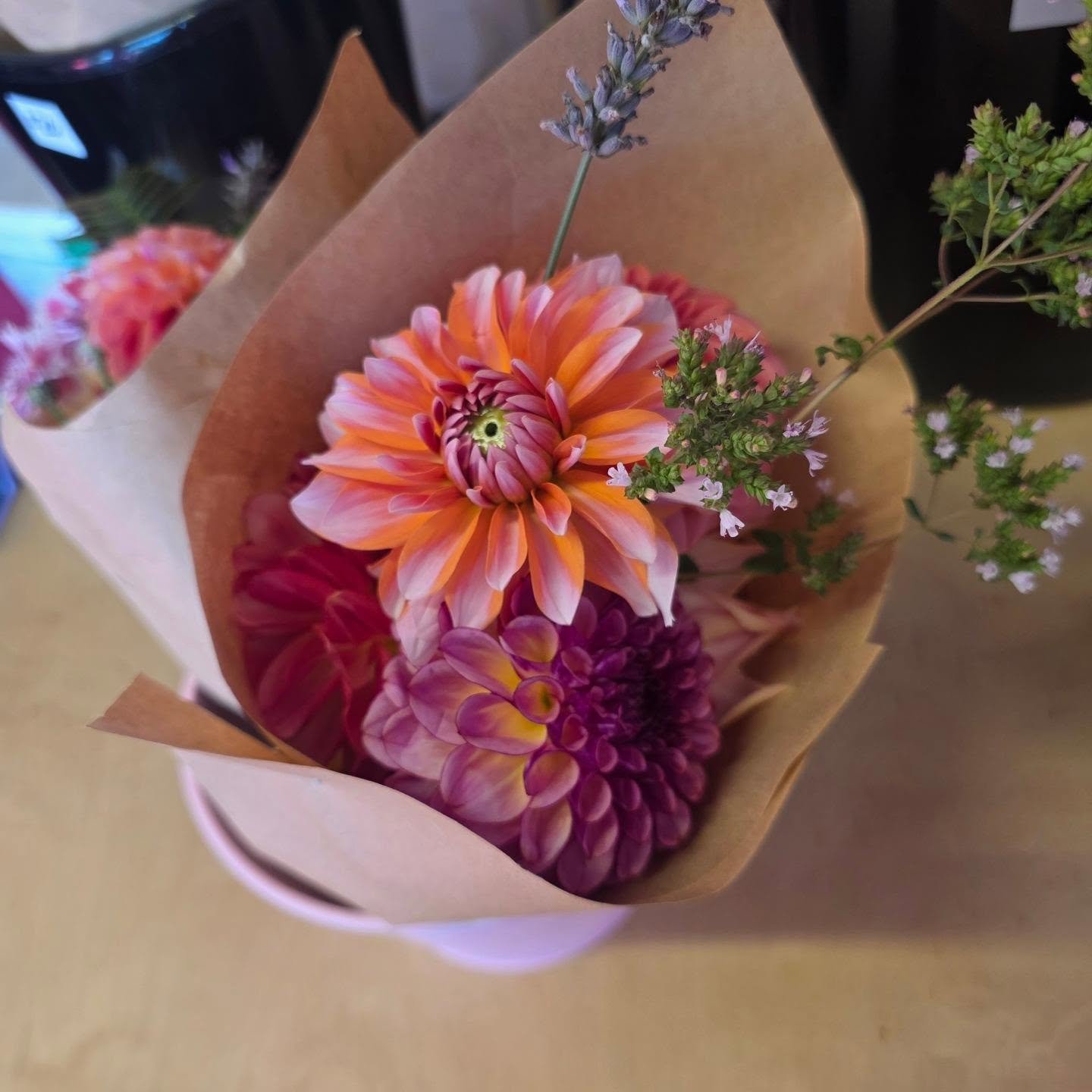 We've got locally grown flowers at the backery today!