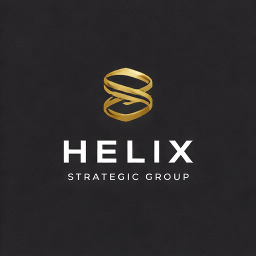 The logo features a gold helix symbol above the words 'HELIX STRATEGIC GROUP' on a dark background.