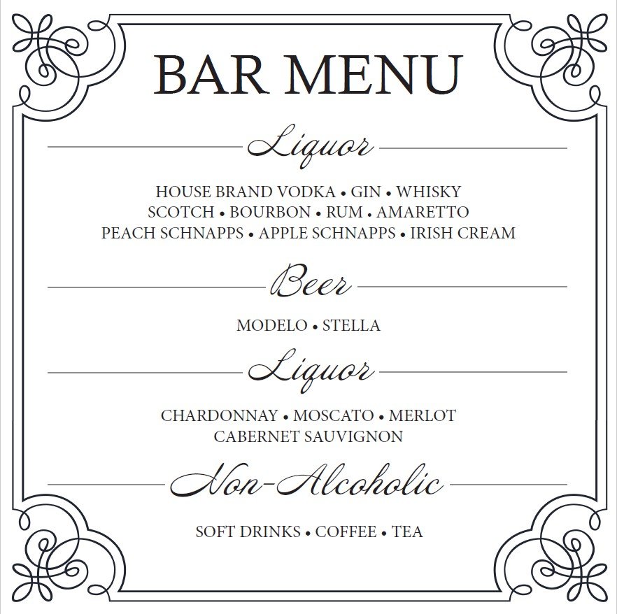Wedding Menus