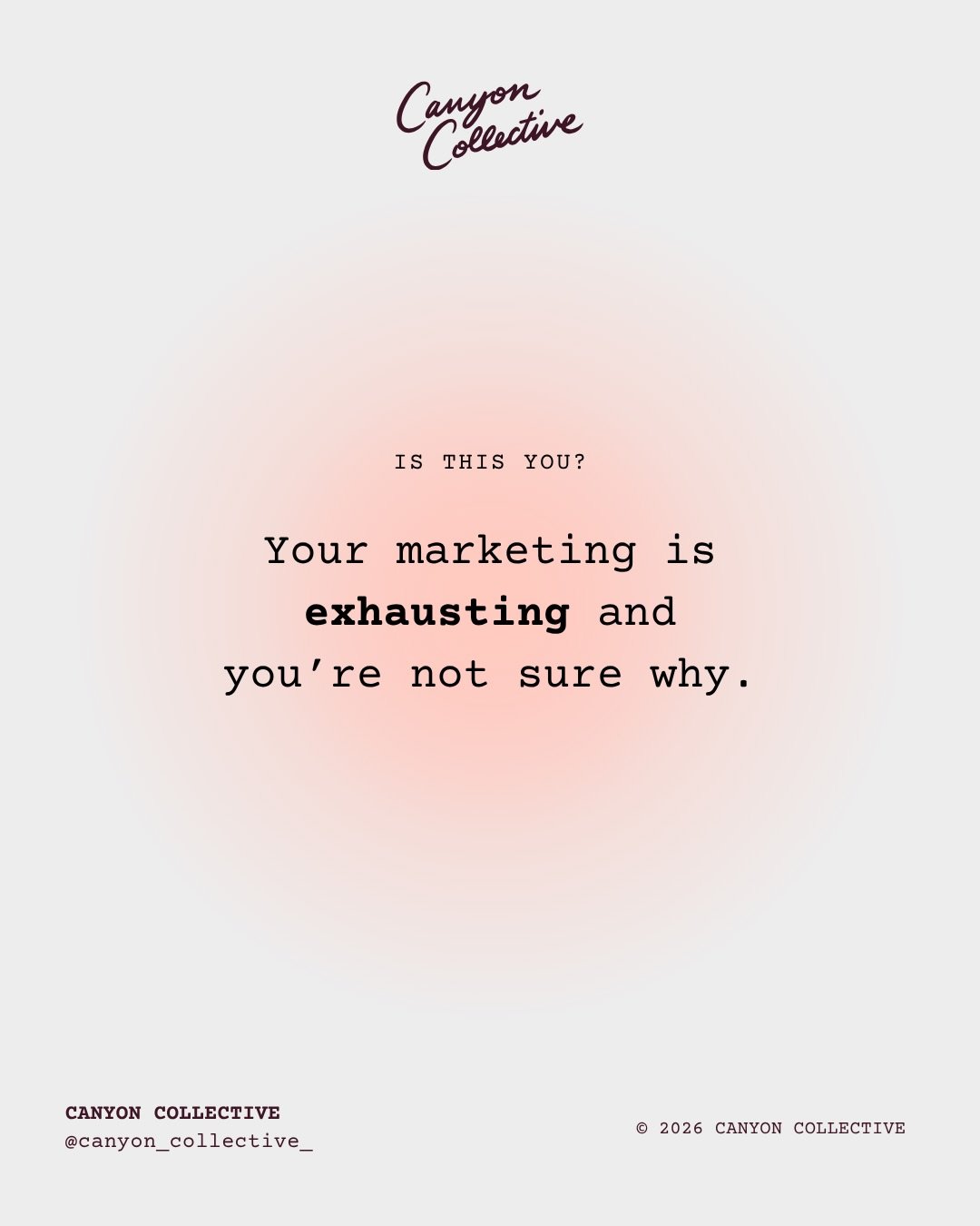 You&rsquo;re tired. And marketing your business is exhausting in a way that makes it more work than feels worth it.
It all looks fine on the outside. The colors work. The captions are ok. The grid is looks professional.
But every time you sit down to
