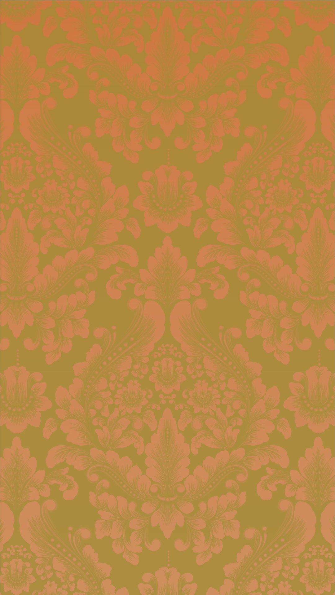 An intricate floral damask pattern in shades of gold and pink.