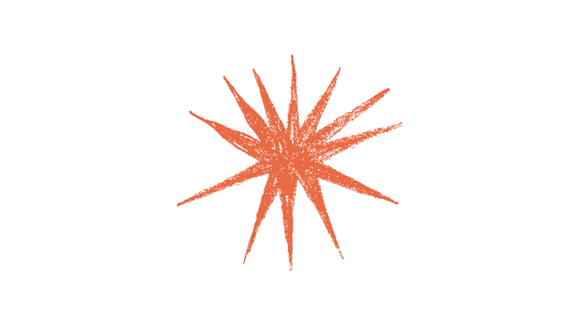 An illustration of an orange starburst shape on a white background.