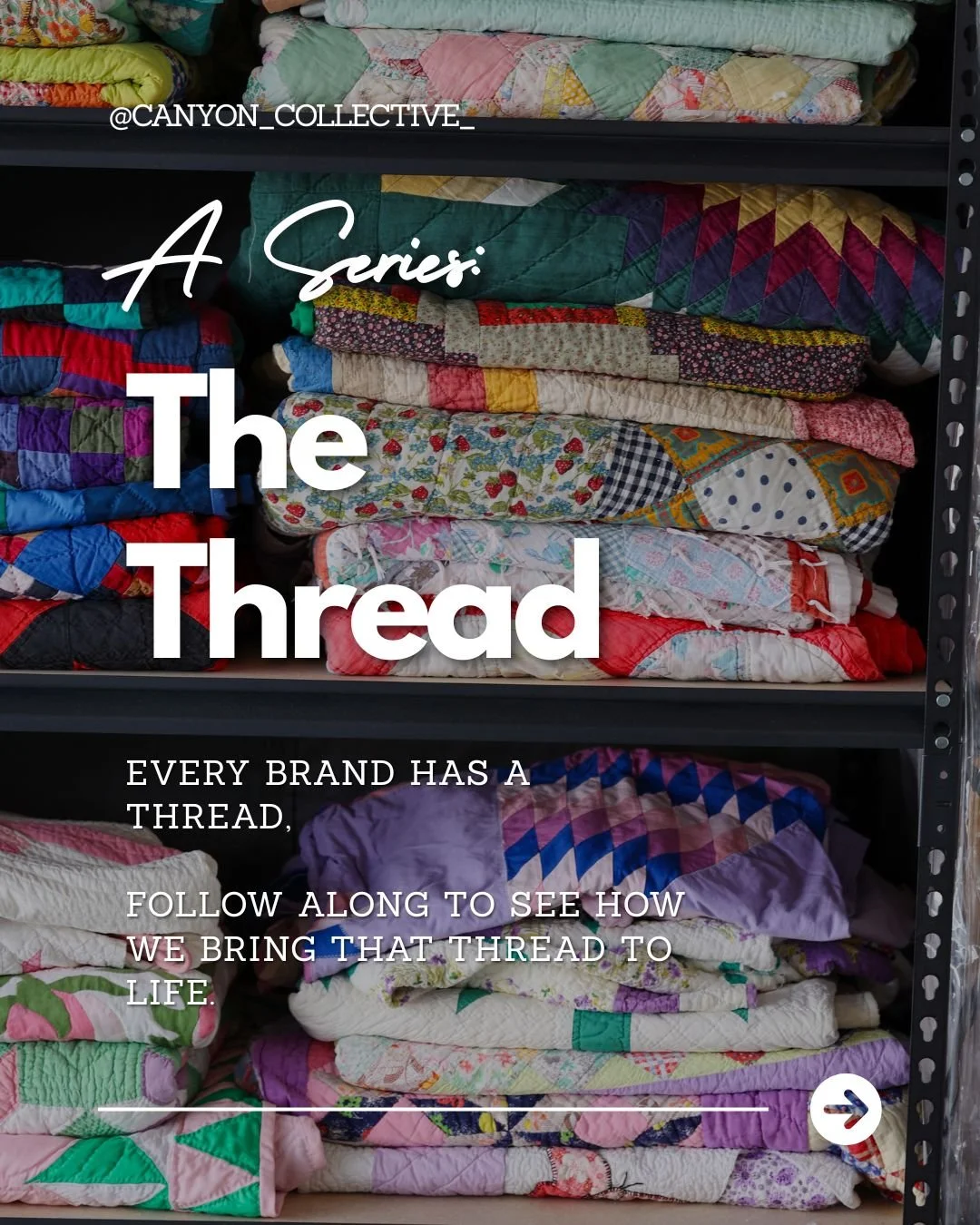 Stacks of colorful, folded quilts on black shelves.