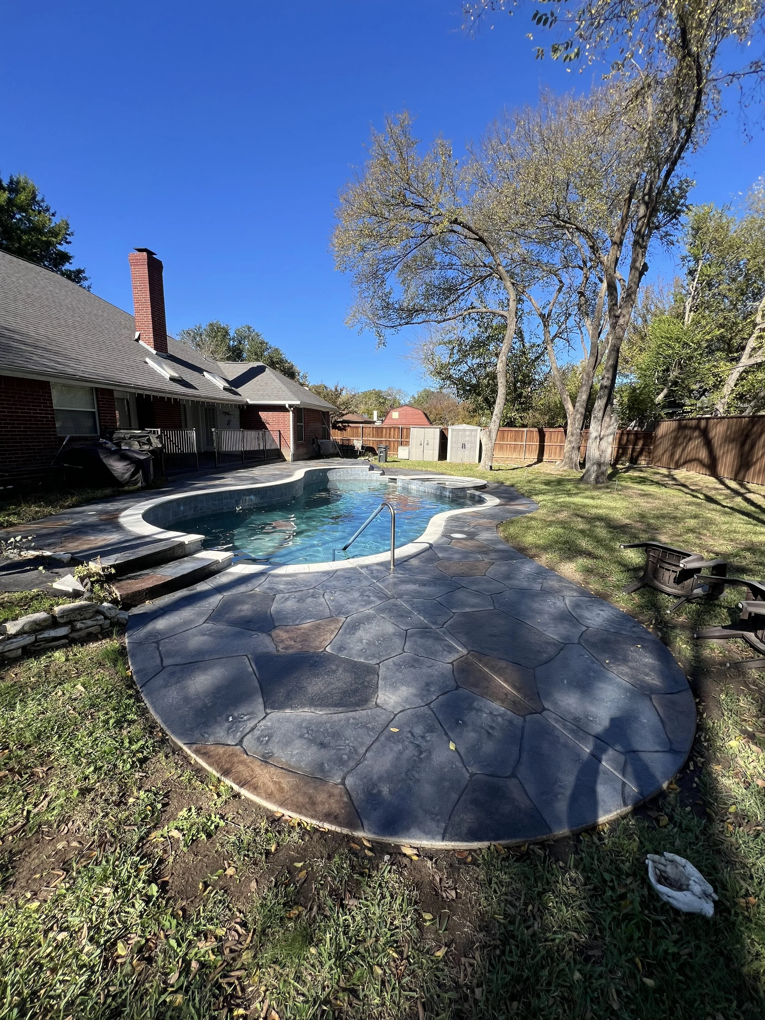 Stained pool decking 