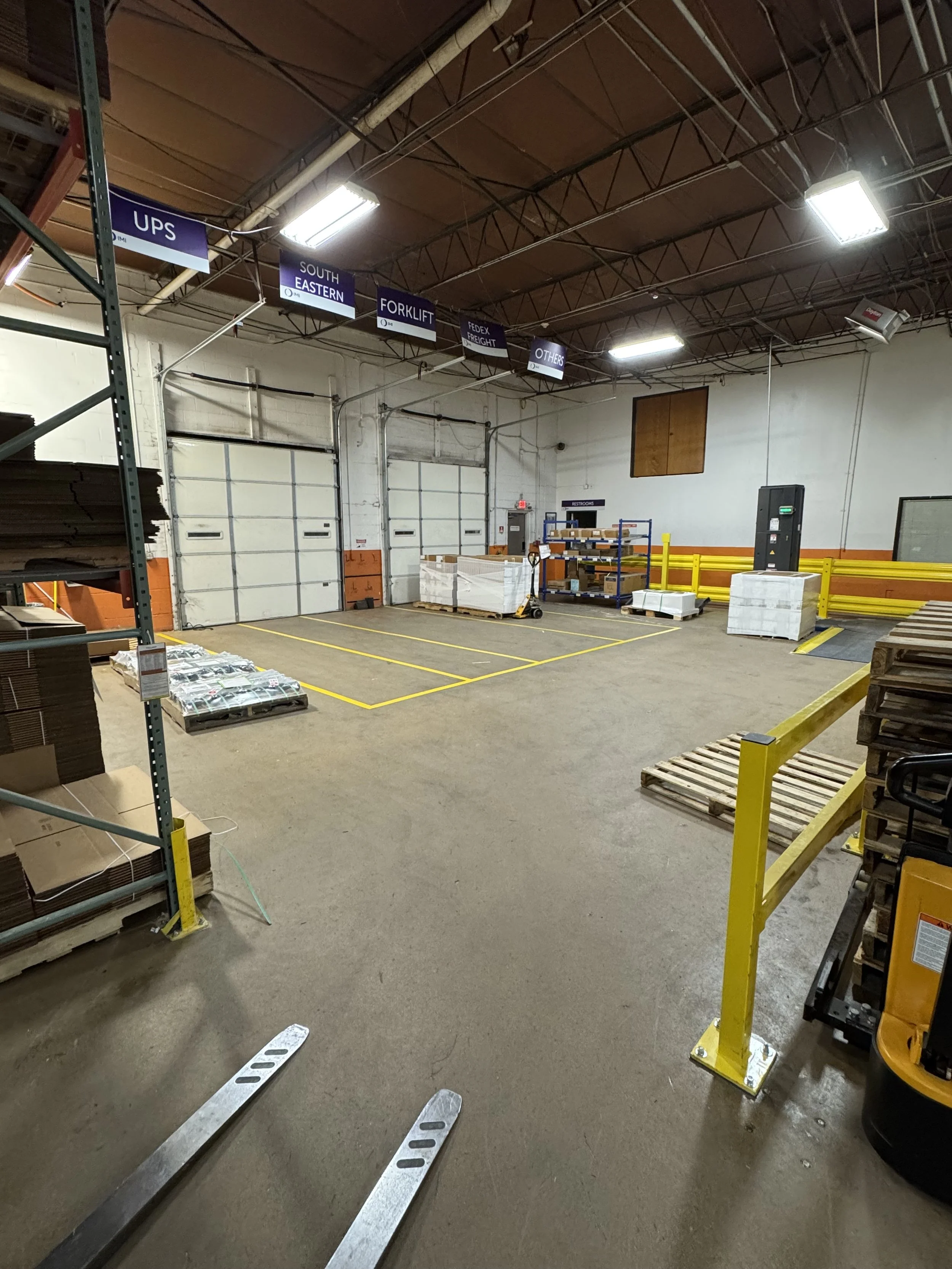 Warehouse- grind and seal with striping 