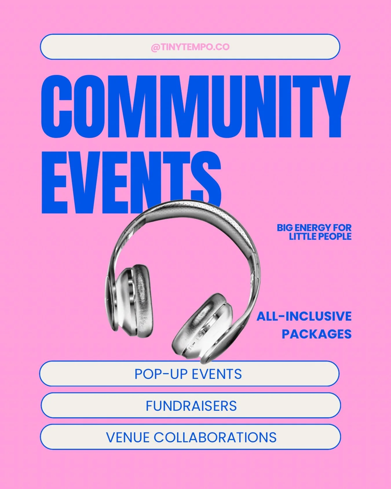 Pop-ups.
Fundraisers.
Venue collabs.

Tiny Tempo is coming to a dance floor near you. 🎧

Watch this space for bookings opening soon!