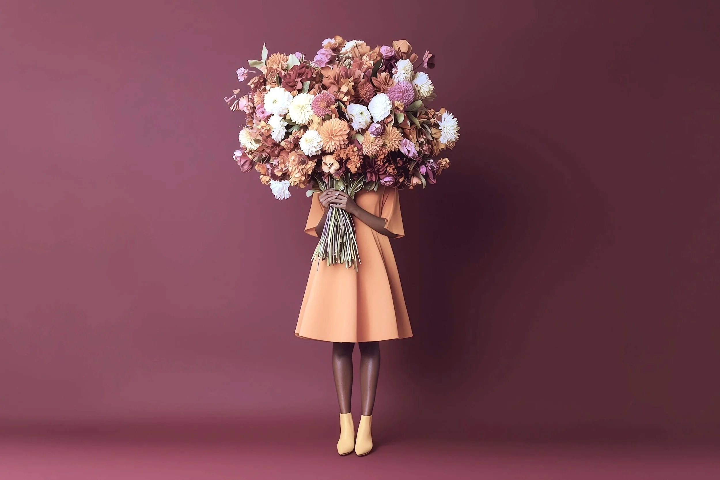 Creative floral portrait symbolizing designed clarity, aligned decision-making, and grounded personal development.