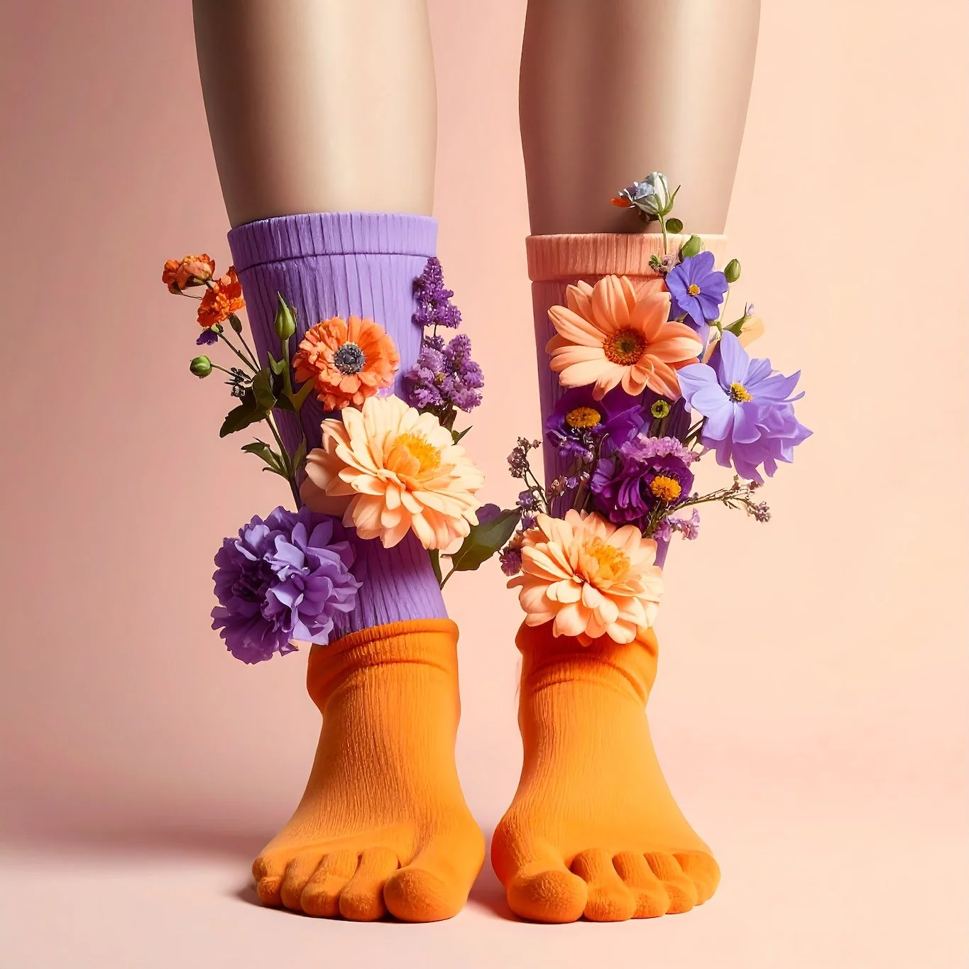 Socks filled with flowers symbolizing aligned leadership growth and thoughtful decision-making through private one-on-one coaching.