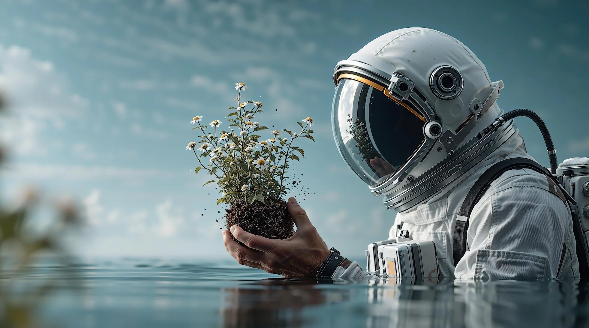 Symbolic astronaut image representing exploration, growth, and sustainable leadership development.