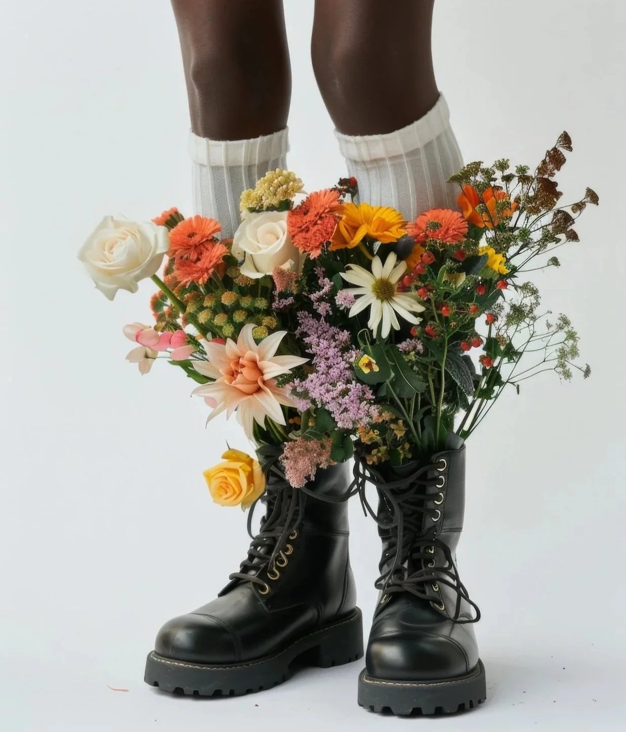 Leadership and burnout recovery coaching in Ontario represented by vibrant flowers emerging from strong boots.