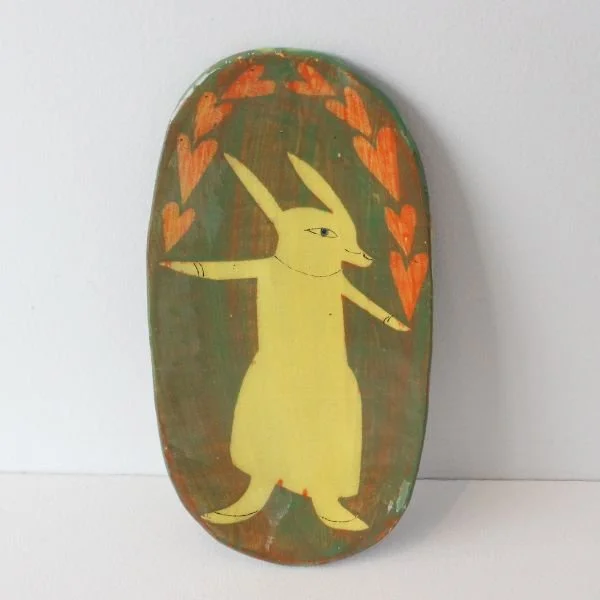 Rabbit with a rainbow of love dish