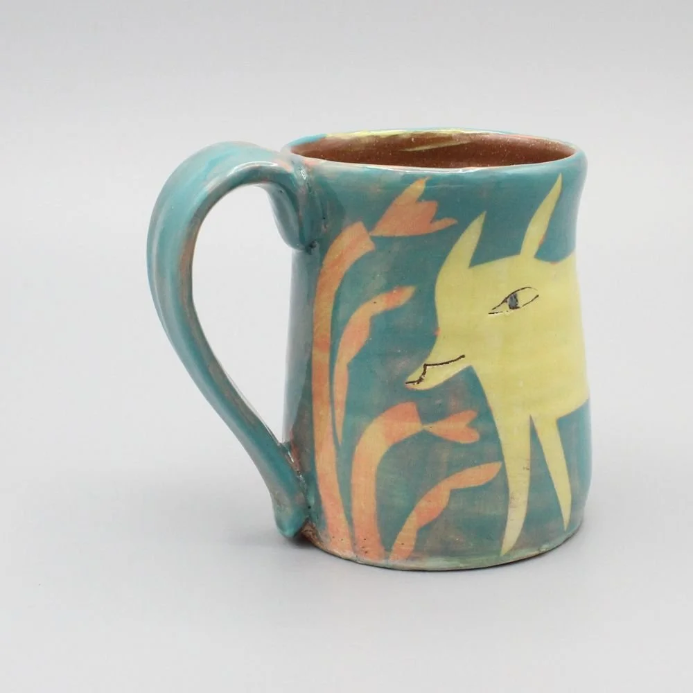 Yellow Fox Mug, turquoise