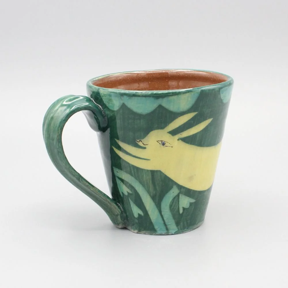 Flying Rabbit Mug, green