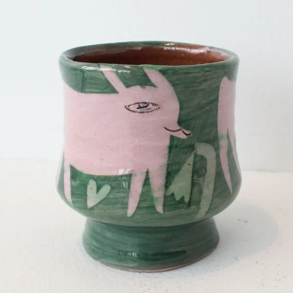 Three Pink Rabbits tea bowl