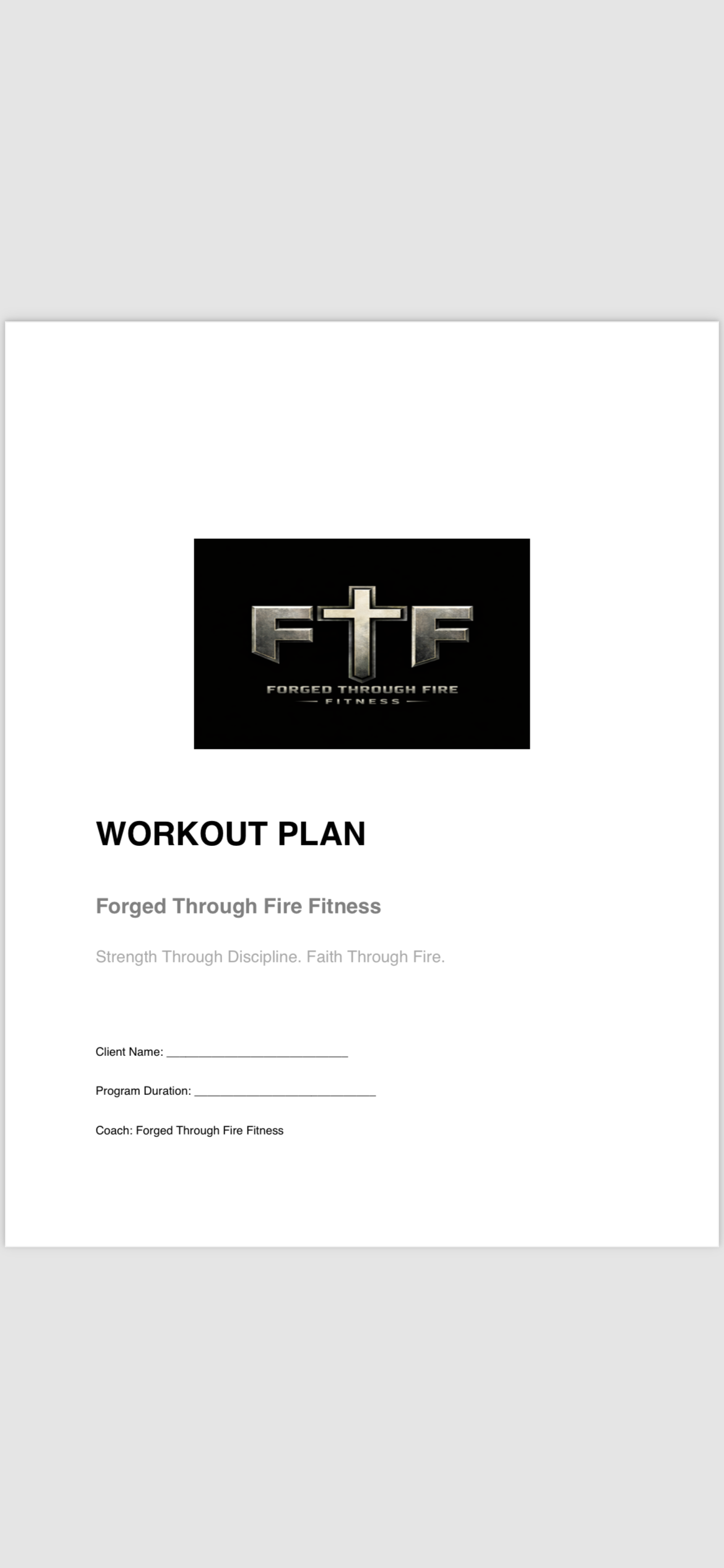 16 week Custom Fitness Plan