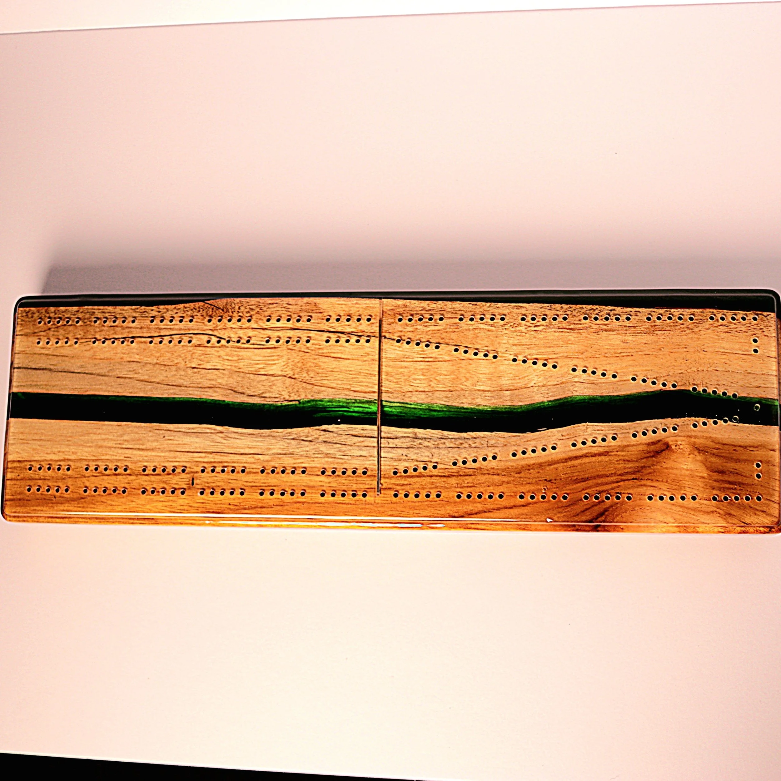 Cribbage Board with green river epoxy