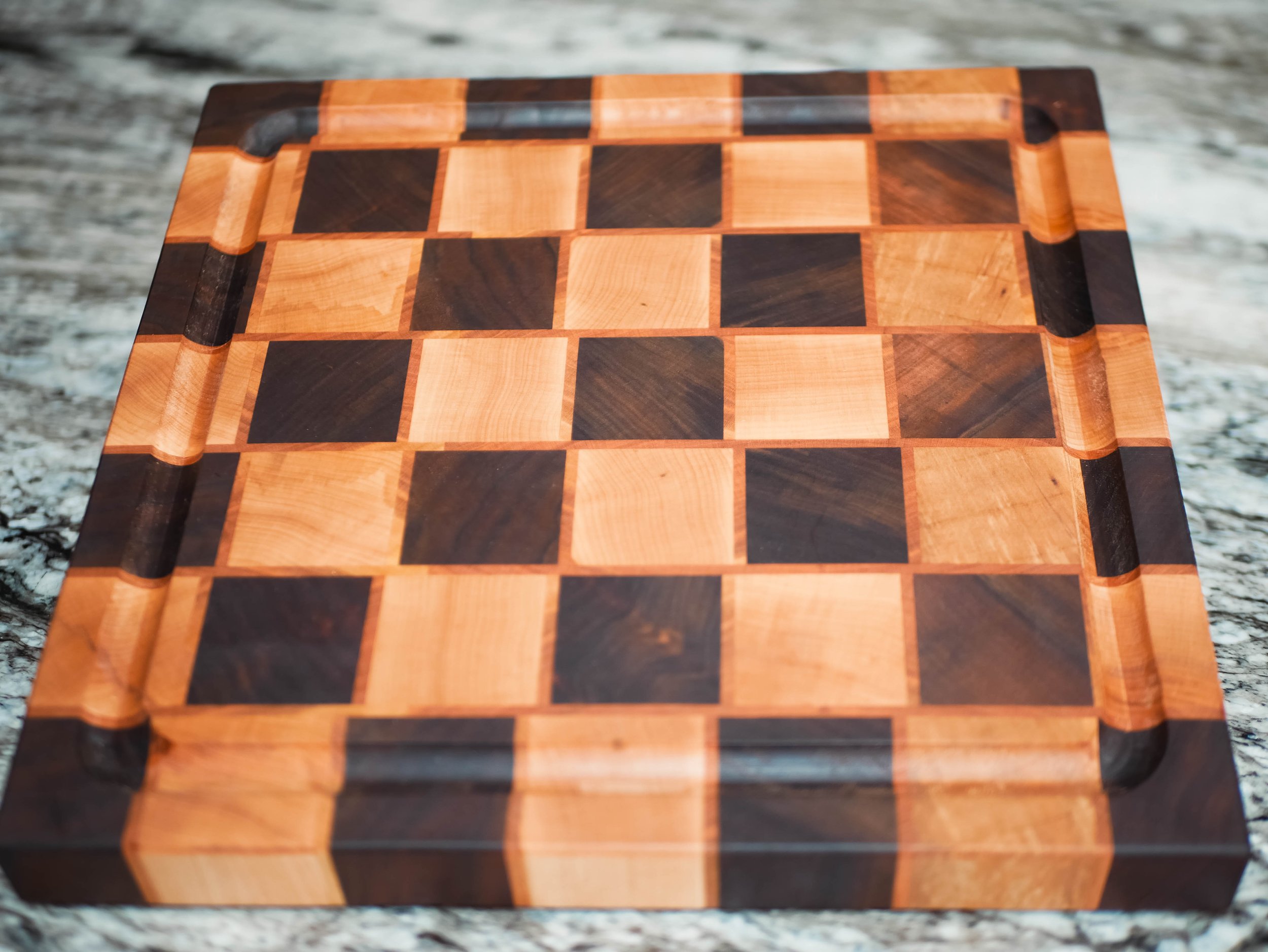 Checkered Cutting Board with Juice Groove