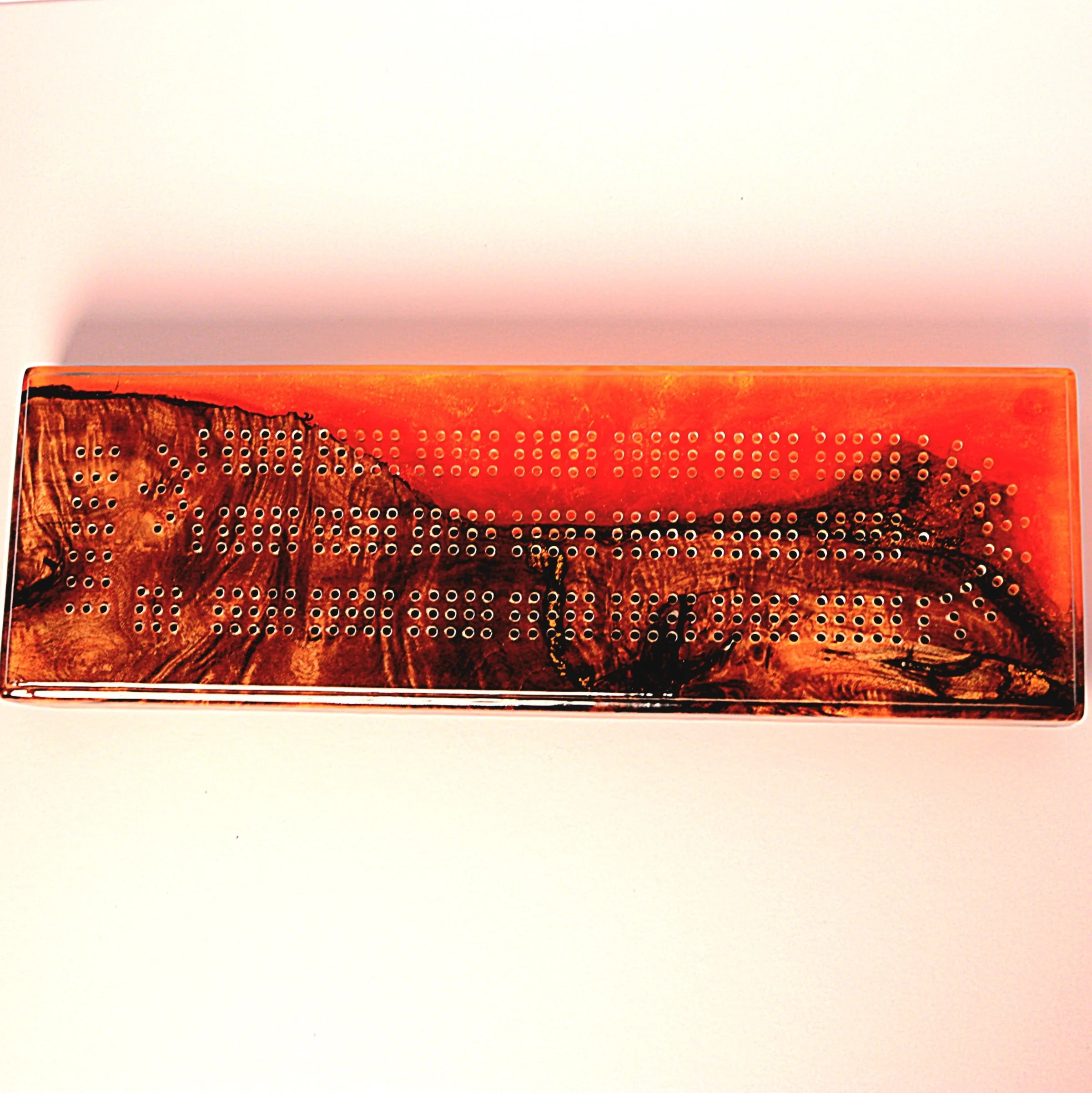 Cribbage Board with orange epoxy