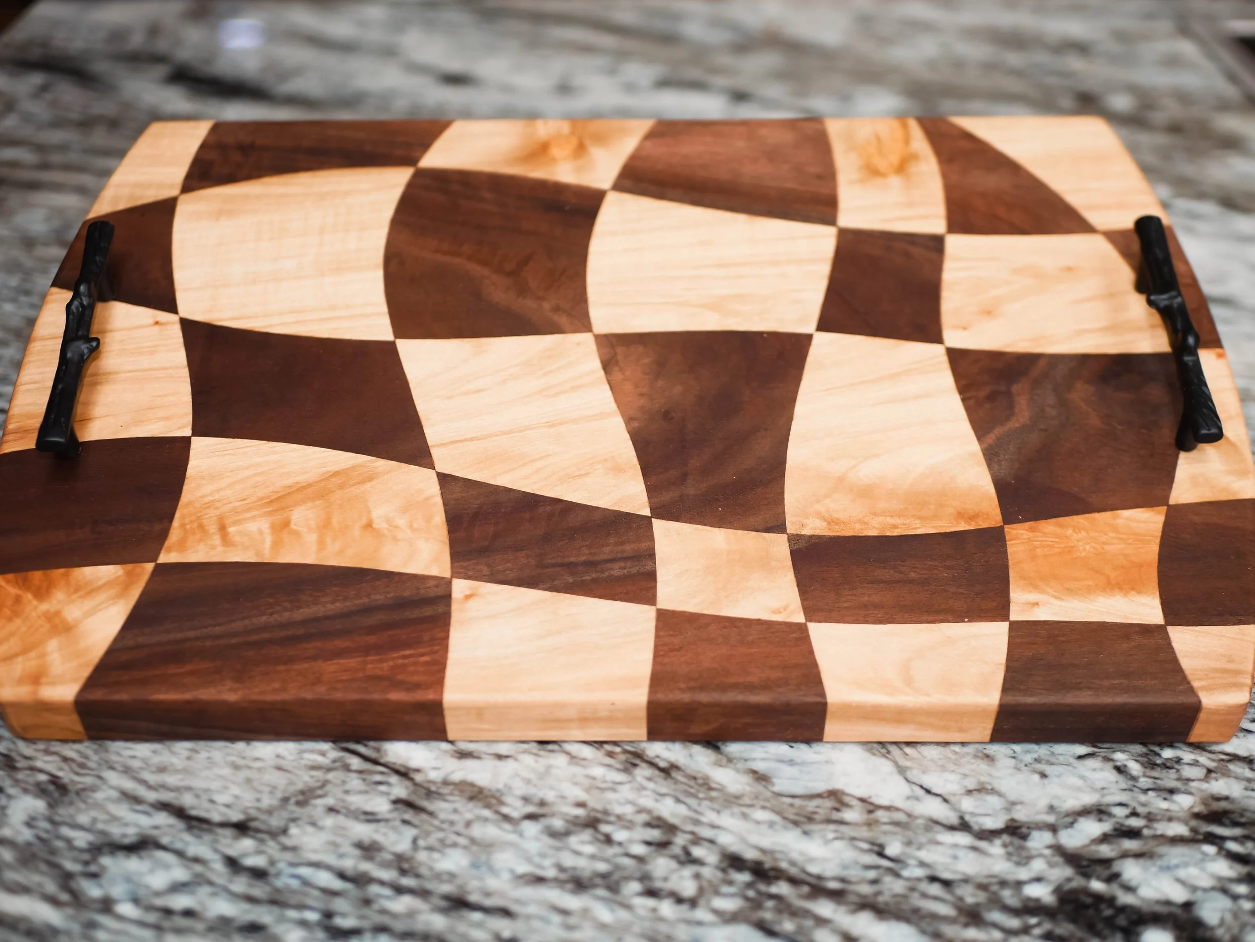 Wavy Charcuterie Board with metal handles