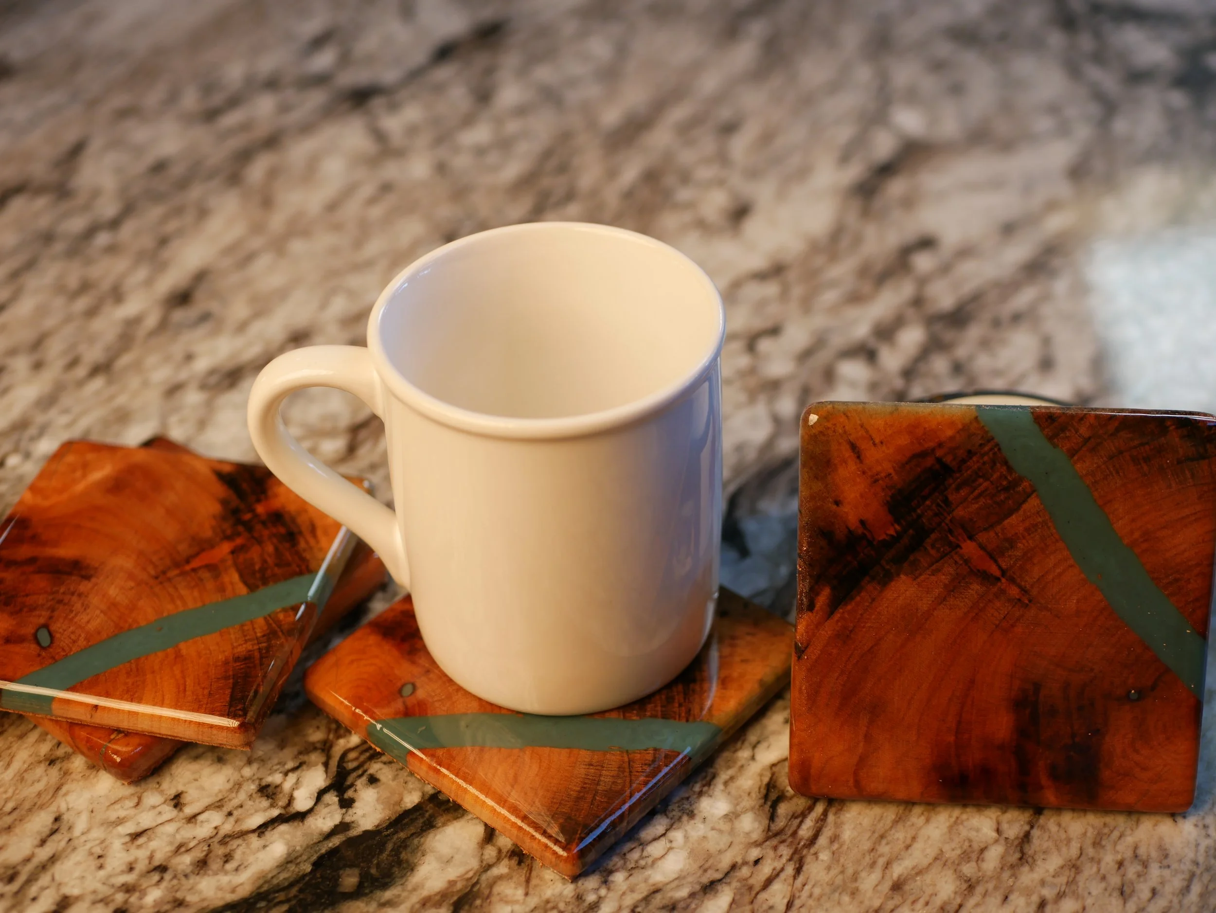 G029 Coasters- Silver Maple (Black river epoxy)