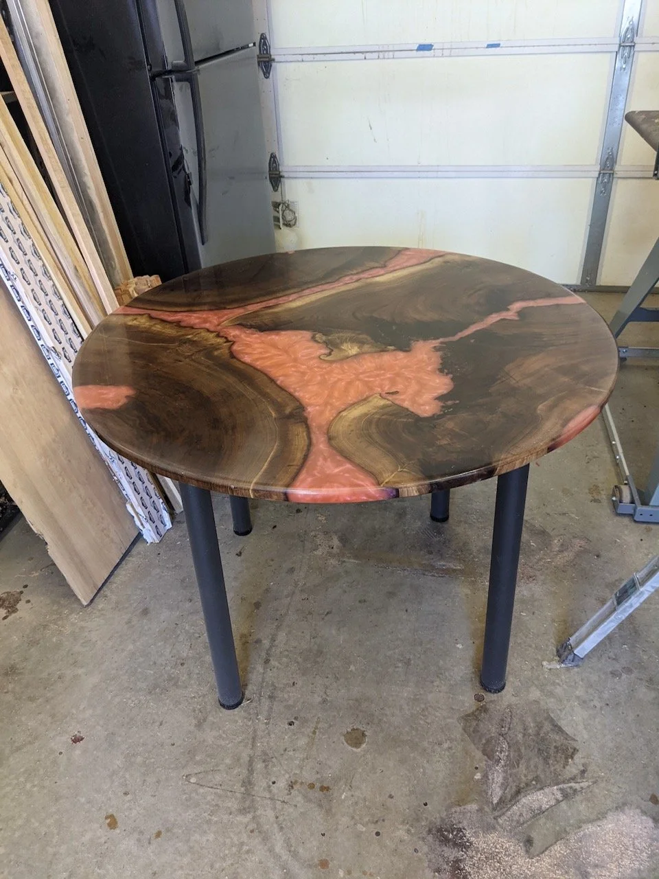 44 Inch Walnut and Epoxy Resin Game Table.JPG
