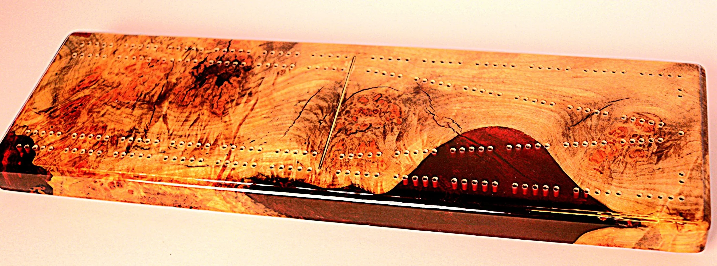 Cribbage Board with red epoxy
