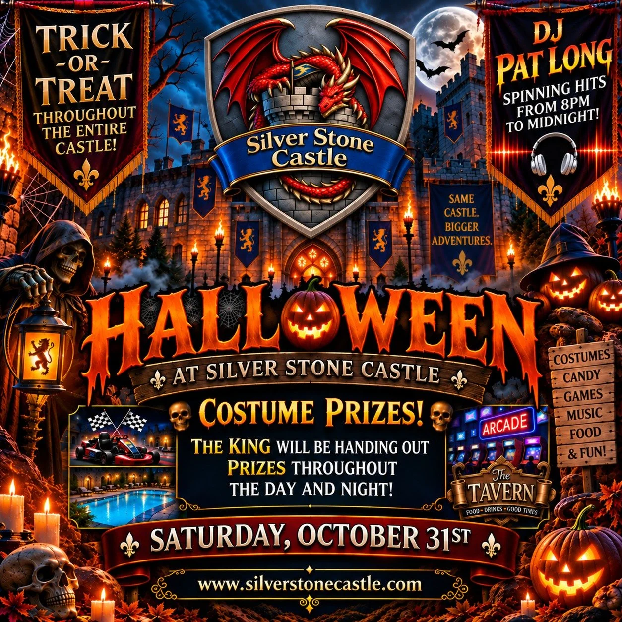 Halloween at Silver Stone Castle: Trick-or-Treat, Costume Prizes and DJ Pat Long