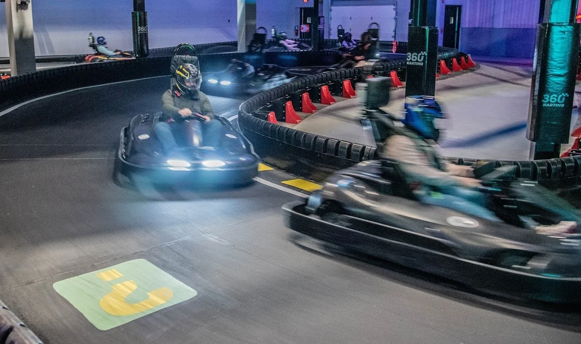 Go-karts racing at Silver Stone Castle