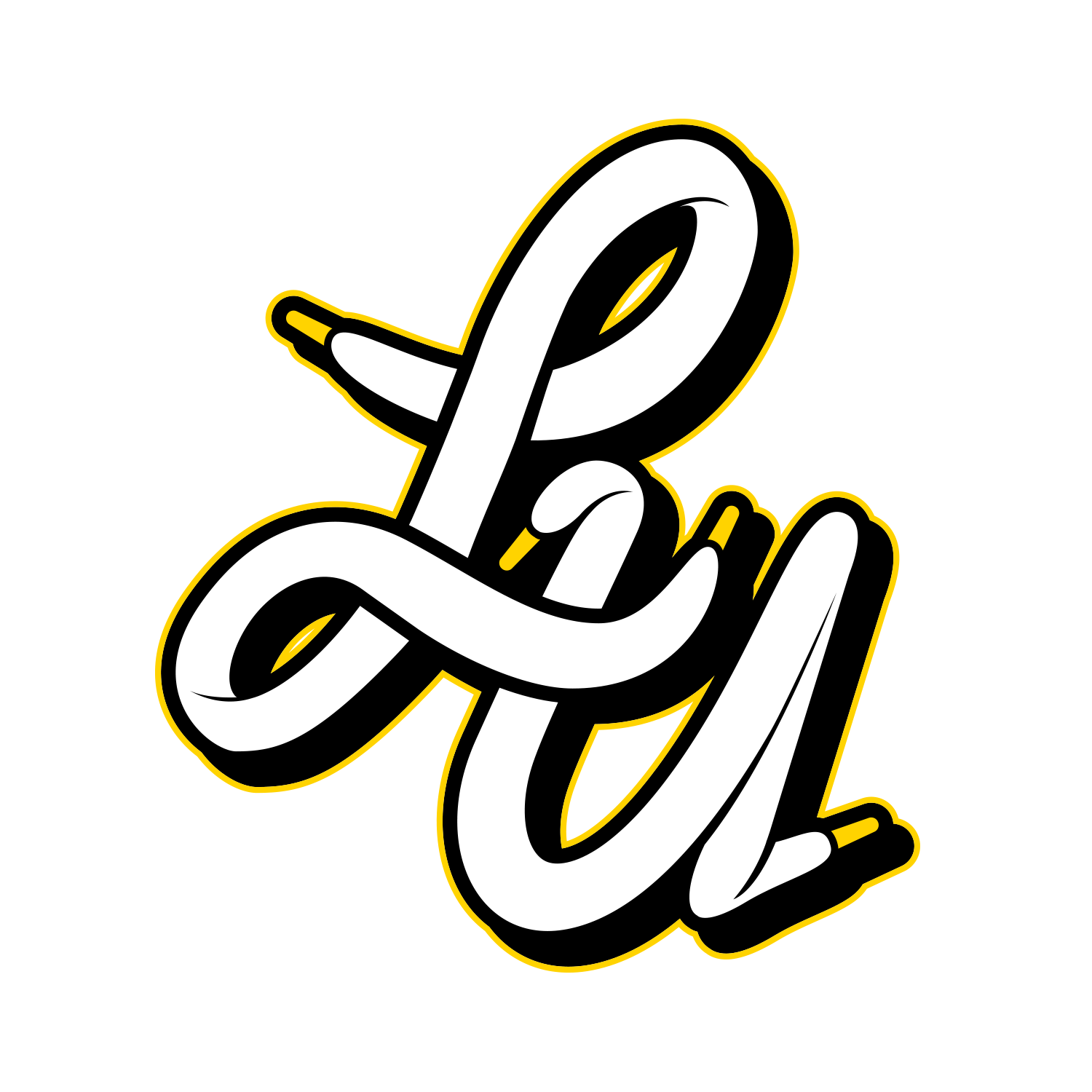 Stylized graffiti-style word 'Love' with white letters, black outline, and yellow accents on a black background.