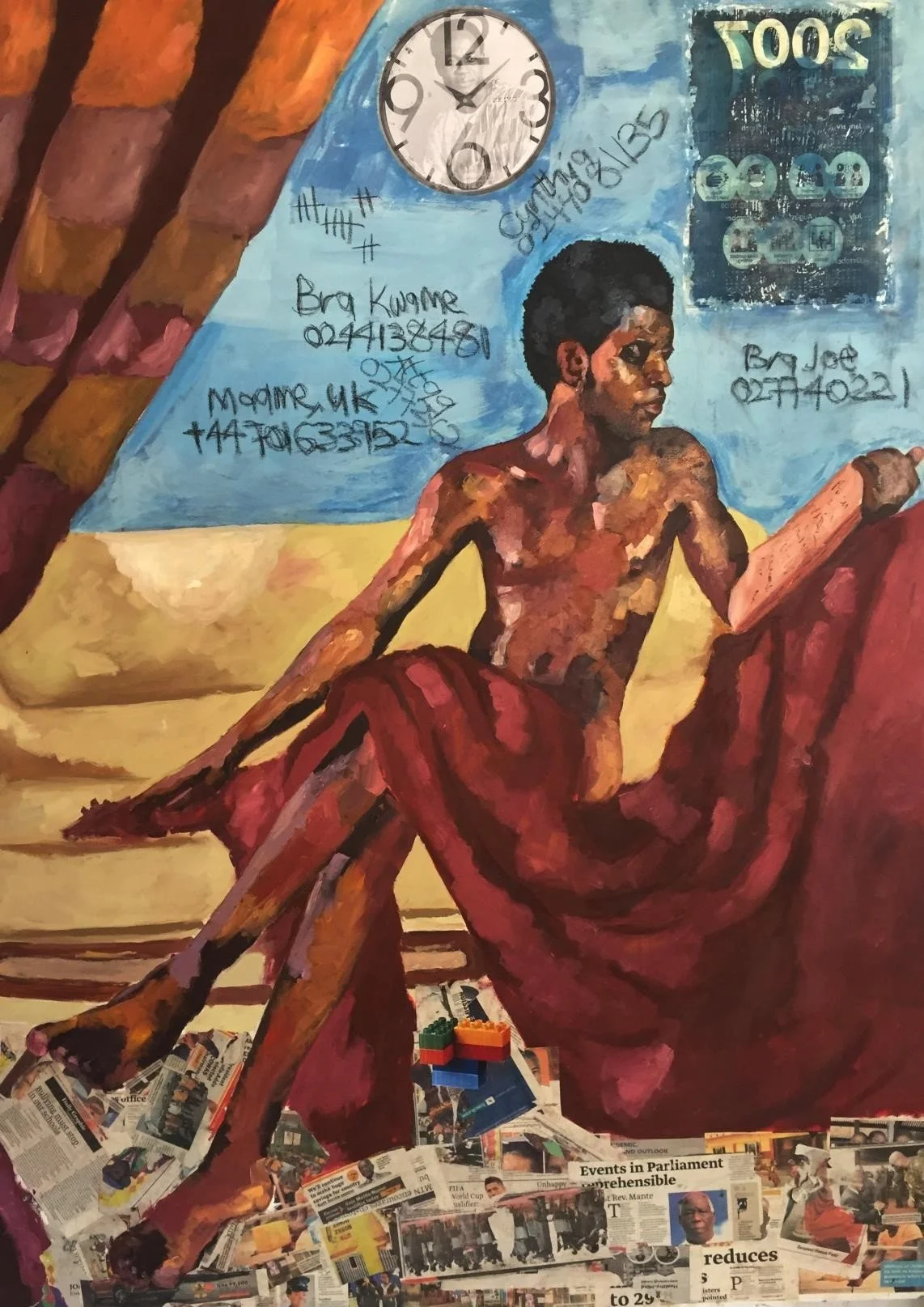 Men with six packs are like dogs 2, 2022.
Oil, acrylic and image transfer on canvas.
72 x 60 inches.