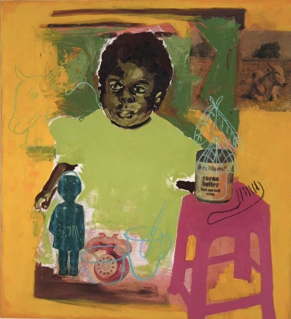 Mother’s child (Moda), 2023.
Oils, acrylic and image transfer on canvas.
36 x 38 inches.