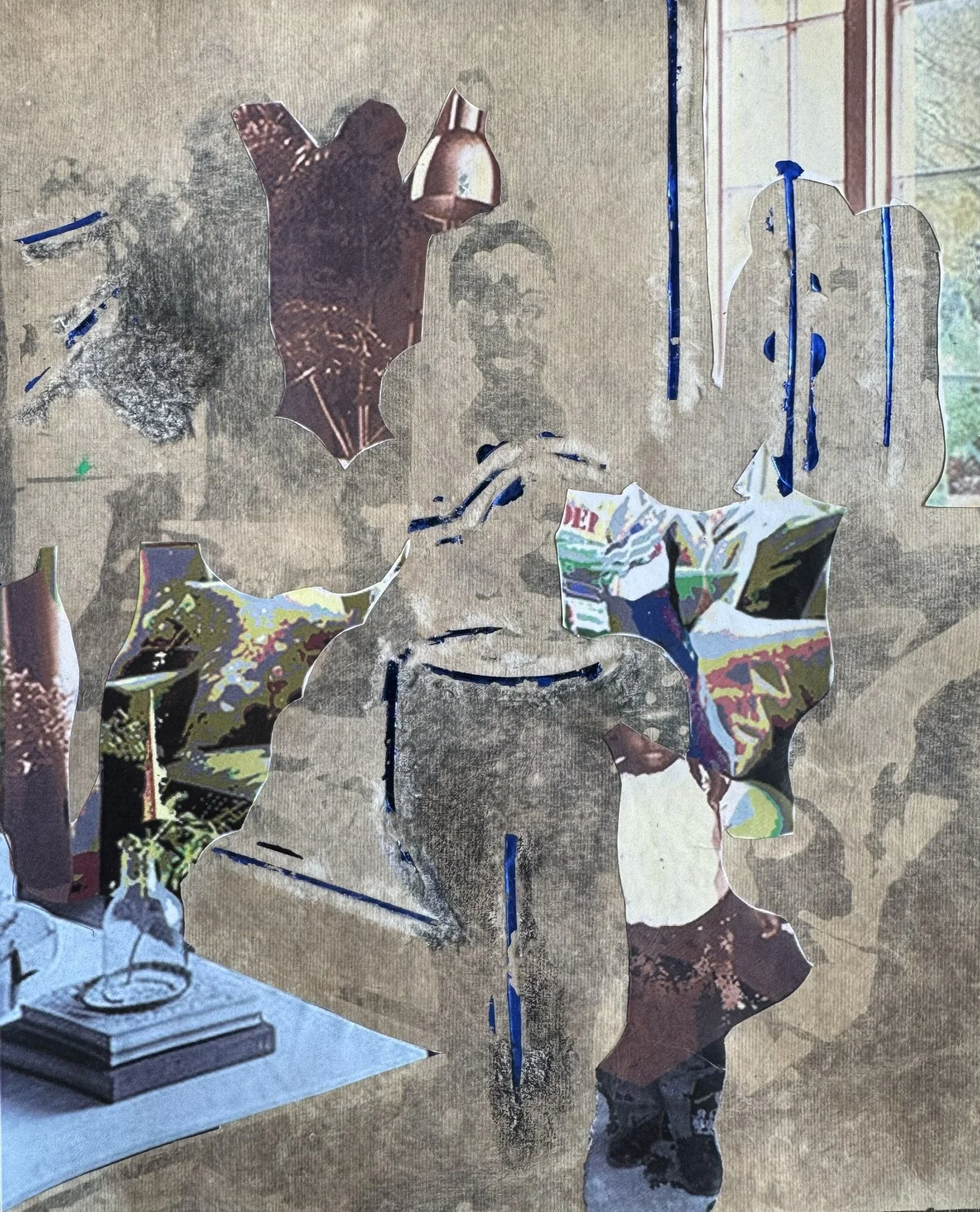 Brothers. 2026
Cyanotype, image transfer, and metallic foil on cotton paper.
8 x 10 inches 
