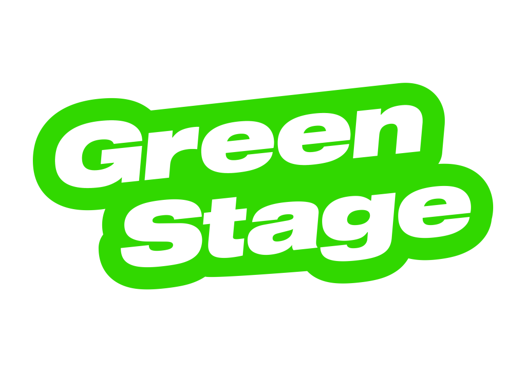 Green and white logo reading 'Green Stage' with a green background and white border.