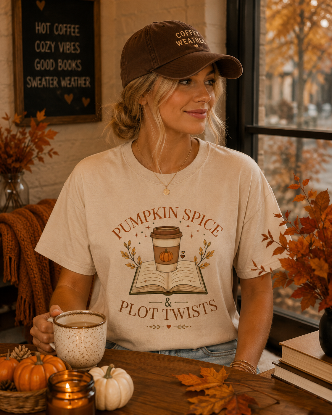 Fall Pumpkin Spice and Plot Twists T-Shirt