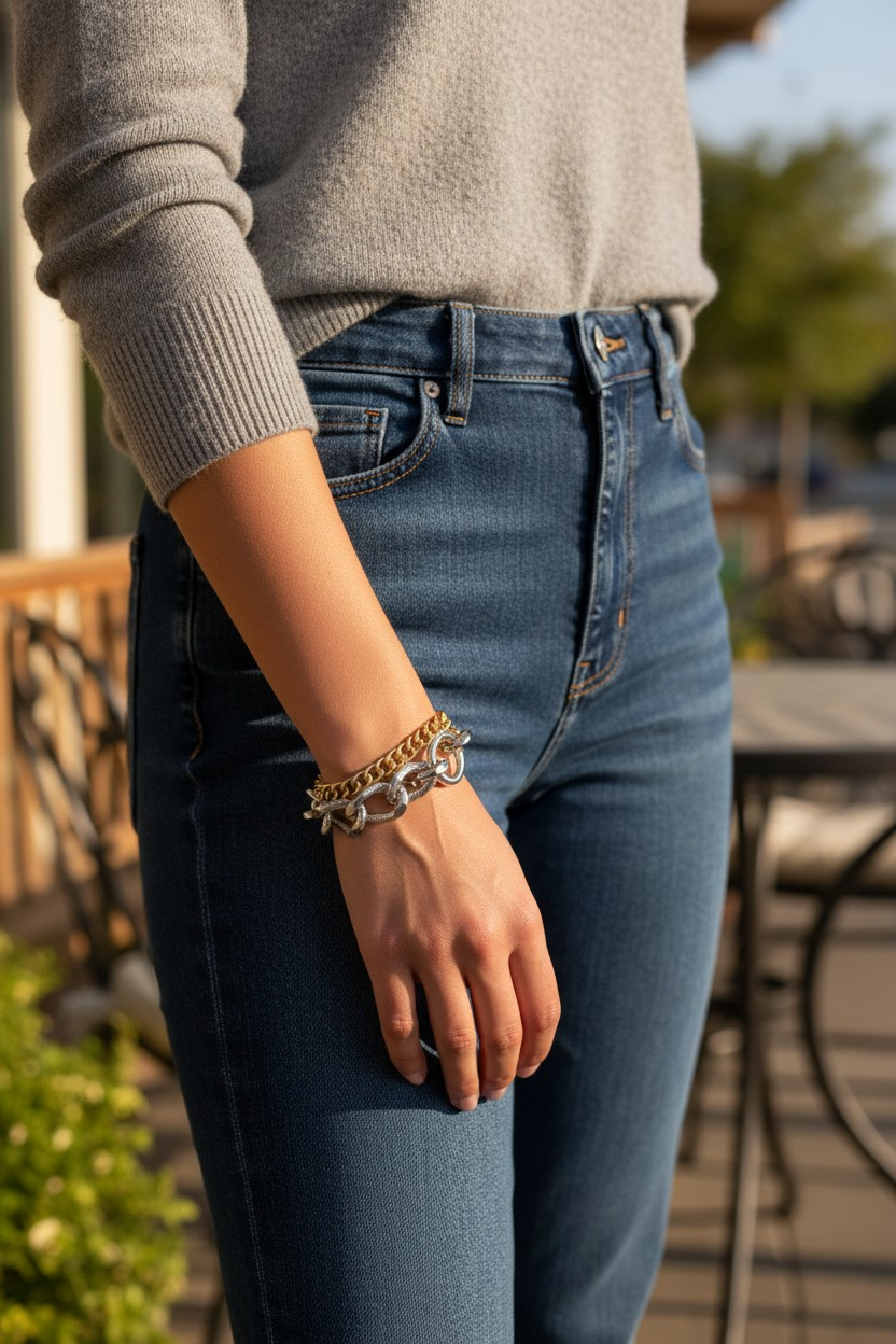 Elegant Two-Toned Link Bracelet