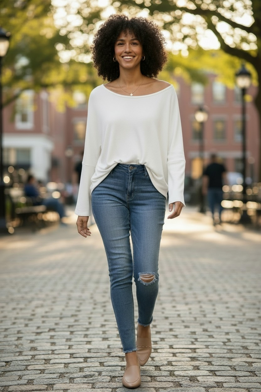 Chic Off-Shoulder White Sweater