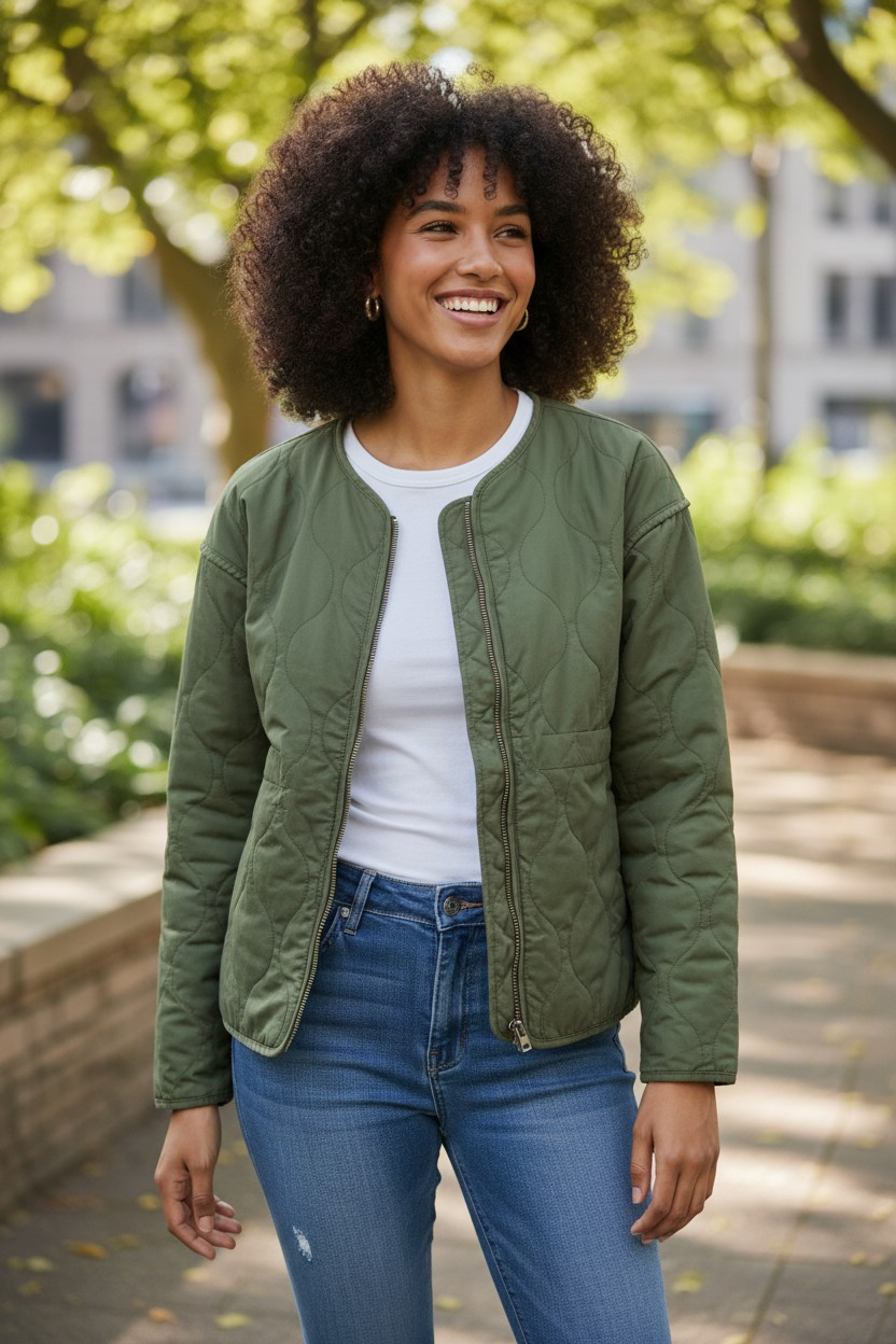 Quilted Olive Green Jacket