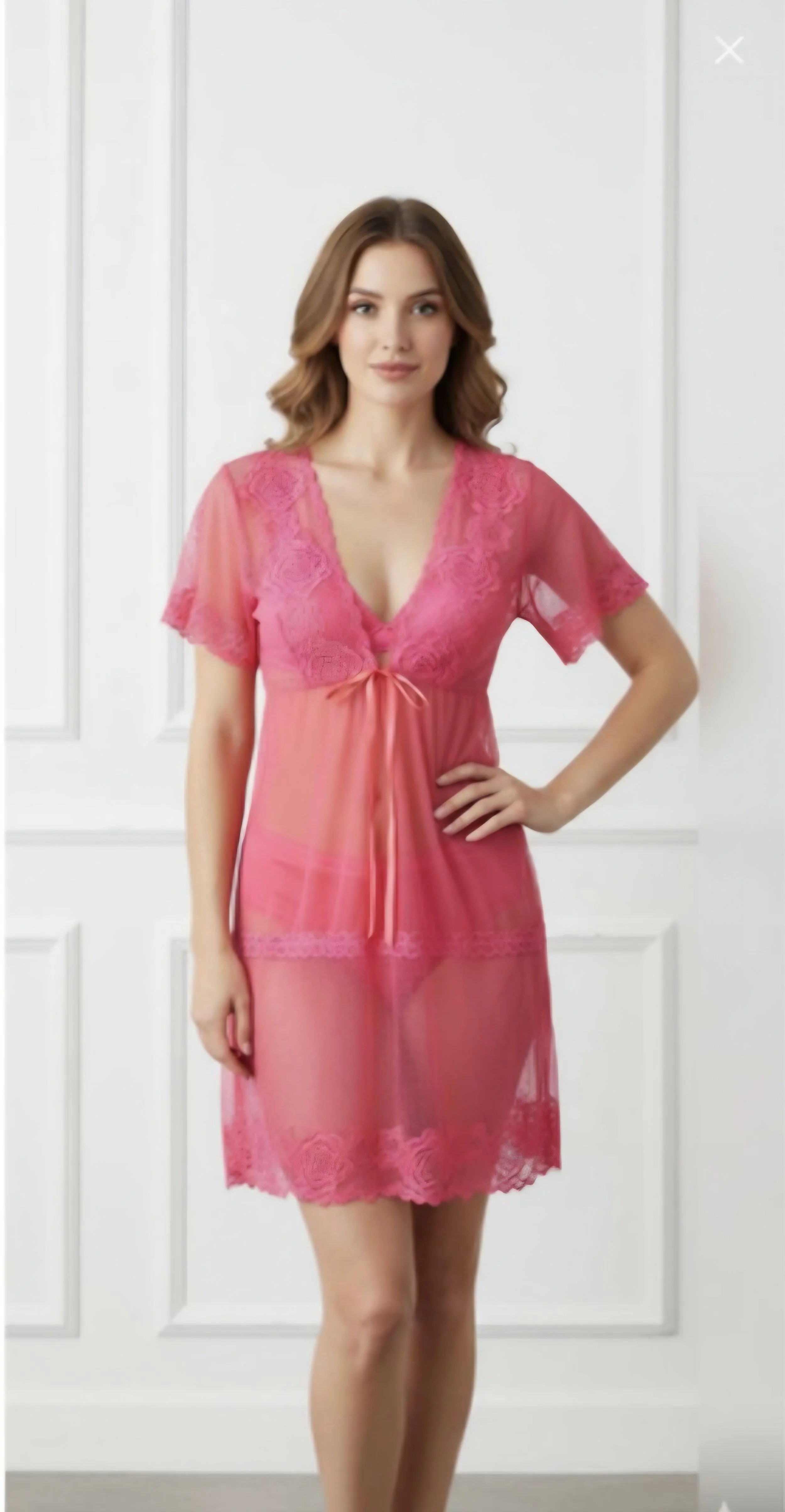 Elegant Deep V Mesh Dress